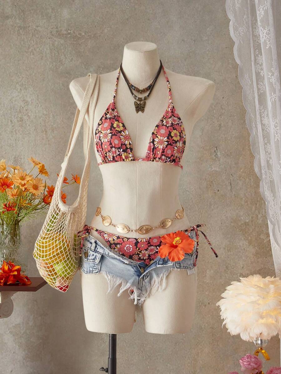 レディース 水着 ビキニセット ディットシー フローラル柄 ビキニ 2点セット、旅行やビーチに最適拍卖