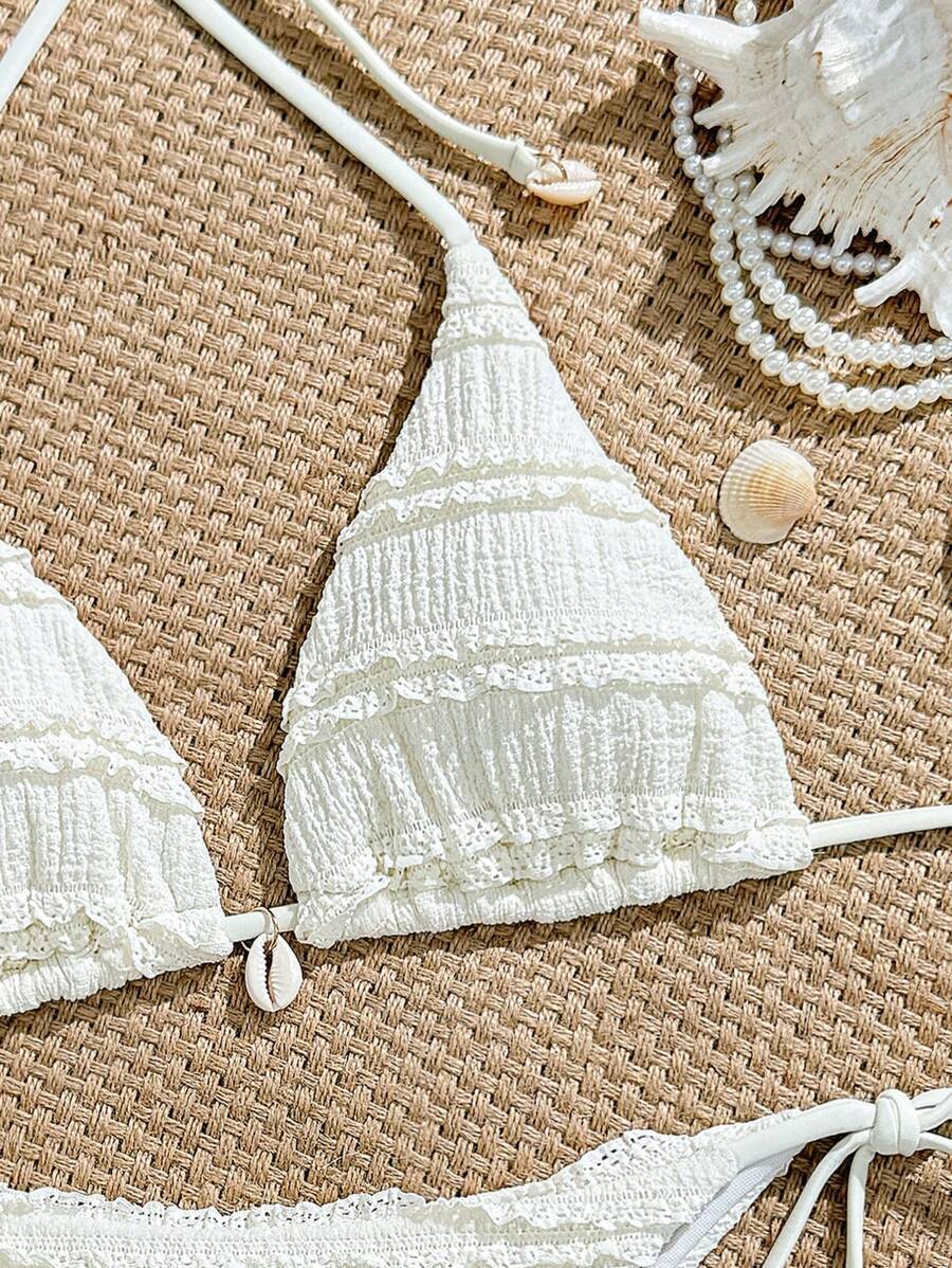 レディース 水着 ビキニセット 女性用ビーチバイキニ2セット、ジャガード生地サイドタイ可愛いスイムウェア拍卖