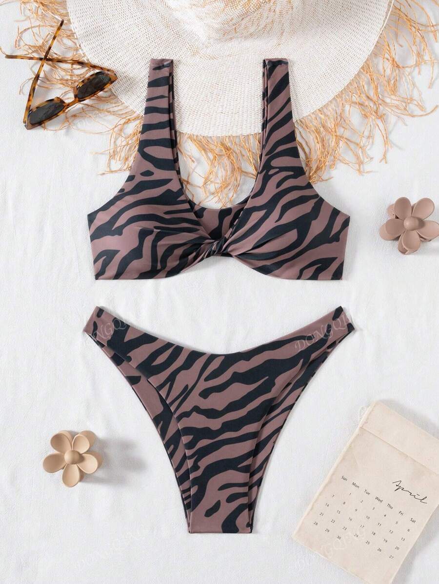 レディース 水着 ビキニセット ランダムプリントの女性用ビキニセット拍卖