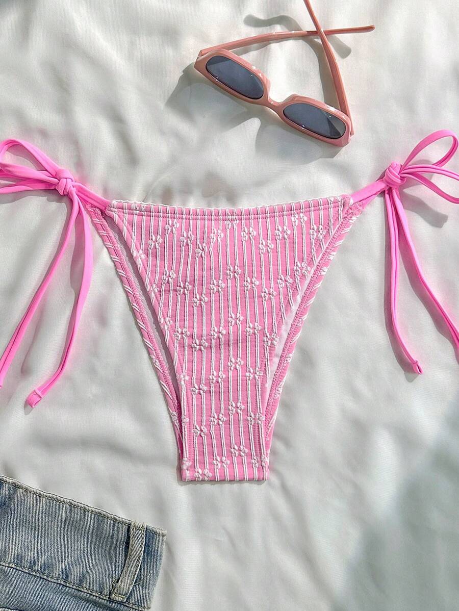 レディース 水着 ボトムス レディース ストライプ柄 細ストラップ ビキニ下着拍卖