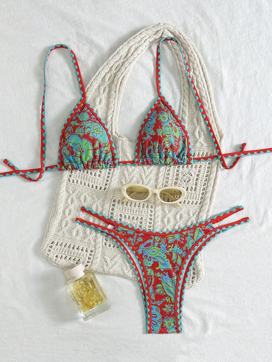 レディース 水着 ビキニセット フローラル柄セクシーな女性用ビキニ水着セット、夏のビーチ拍卖