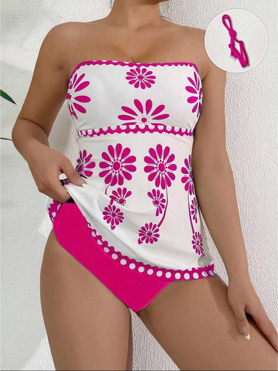 レディース 水着 ビキニセット 緑の花柄 ハイエラスティック レディース ホルター ビキニ 2枚セット、グリーンの配置プリントバン拍卖