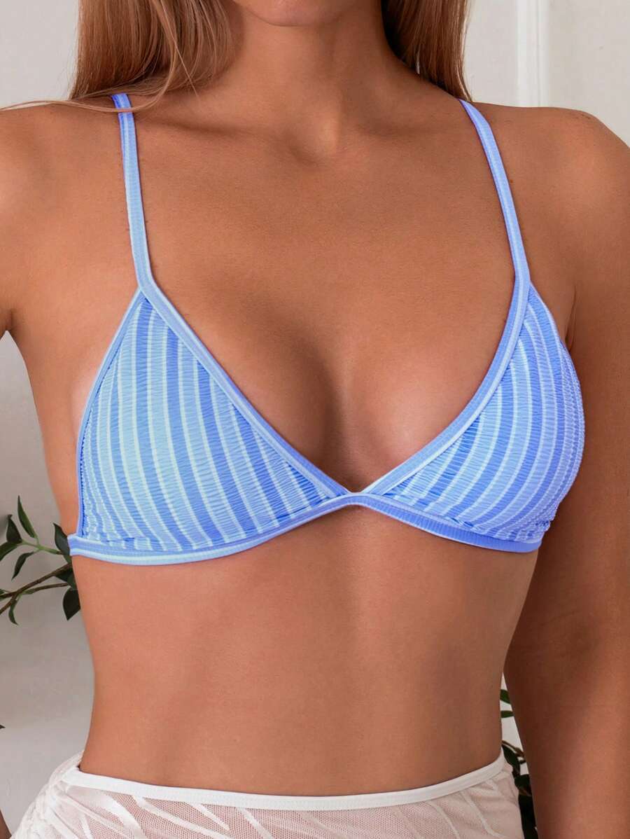 レディース 水着 トップス 女性用ボーダー柄水着トップ ビーチ/リゾート用拍卖