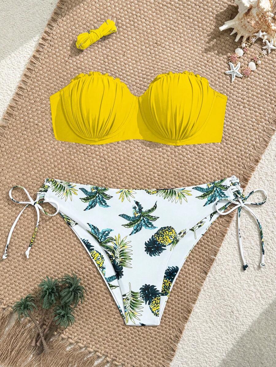 レディース 水着 ビキニセット 女性の夏の休暇ビーチプッシュアップパッド入りビキニセット拍卖