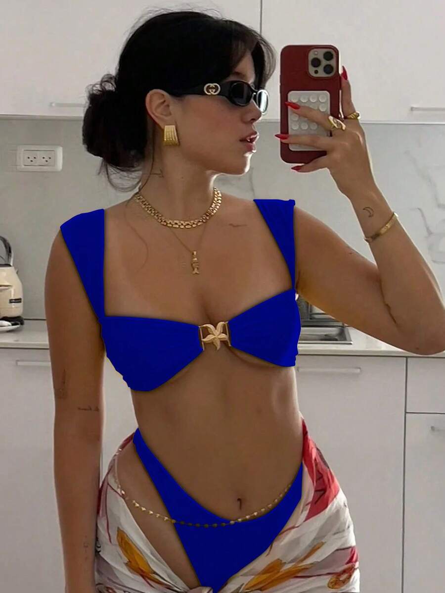 レディース 水着 ビキニセット ファッショナブルなセクシーな星魚プリントの女性用ビキニ拍卖