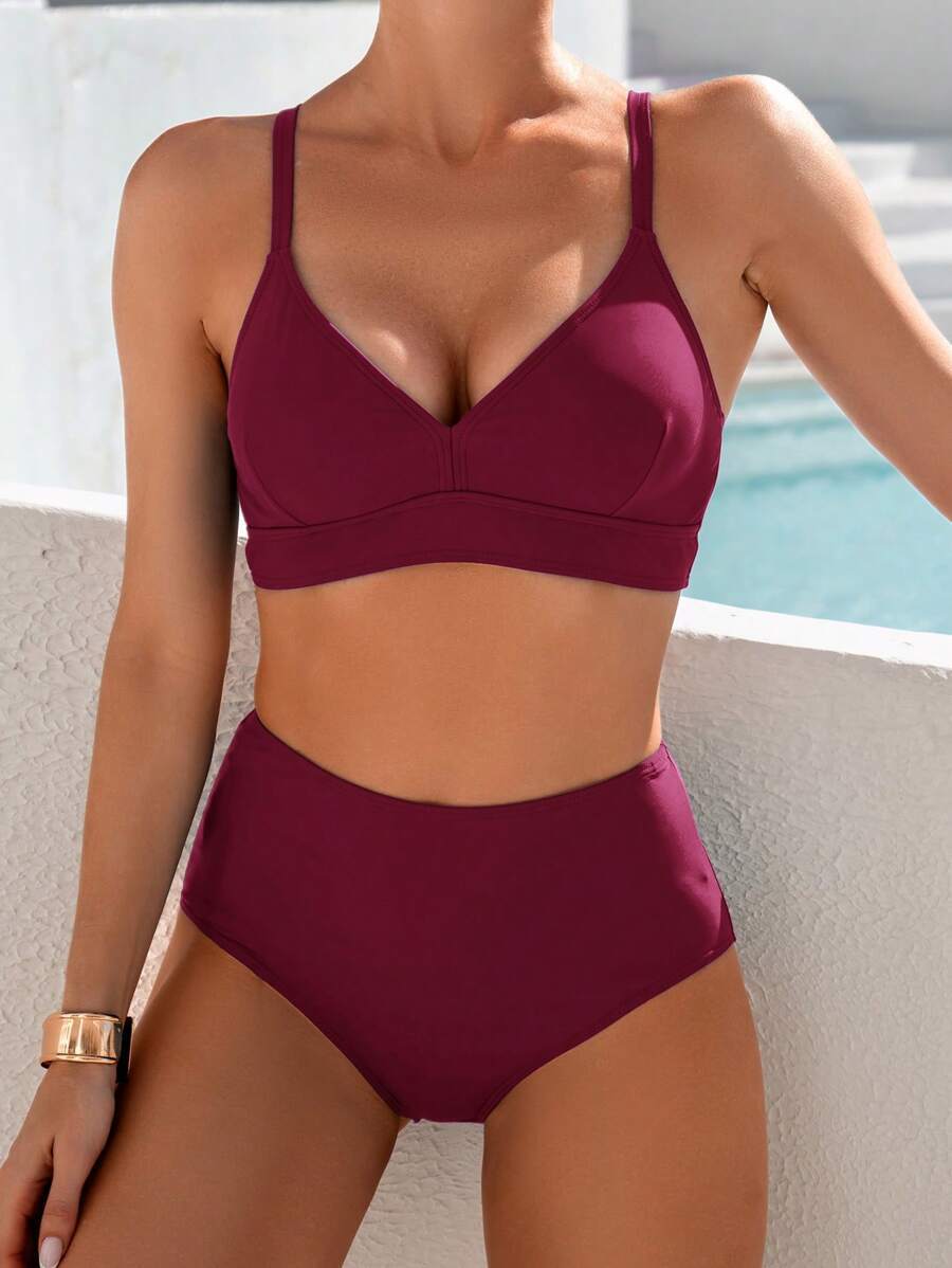 レディース 水着 ビキニセット 女性夏ビーチ無地セクシービキニ水着セット拍卖