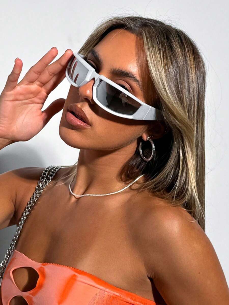 アクセサリー レディース アイアクセサリー 1ペアユニセックス ラップアラウンドフレームサングラス 3Dデコレーション、スポーティ拍卖