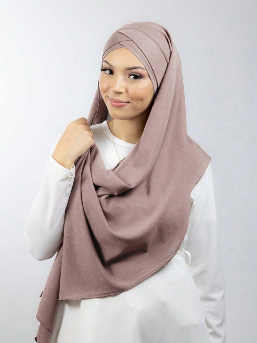 アクセサリー レディース スカーフ 1個 クリスタル リネンヒジャブ インスタント ヒジャブ、女性用スカーフ 無地 クラシック ベ拍卖