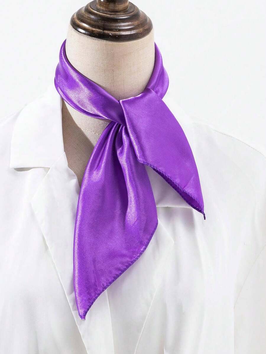 アクセサリー レディース スカーフ 上品なレディース用 ソリッドカラー サテンハンカチ 1枚、日常使いに適したバンダナ、ヘアバンド拍卖