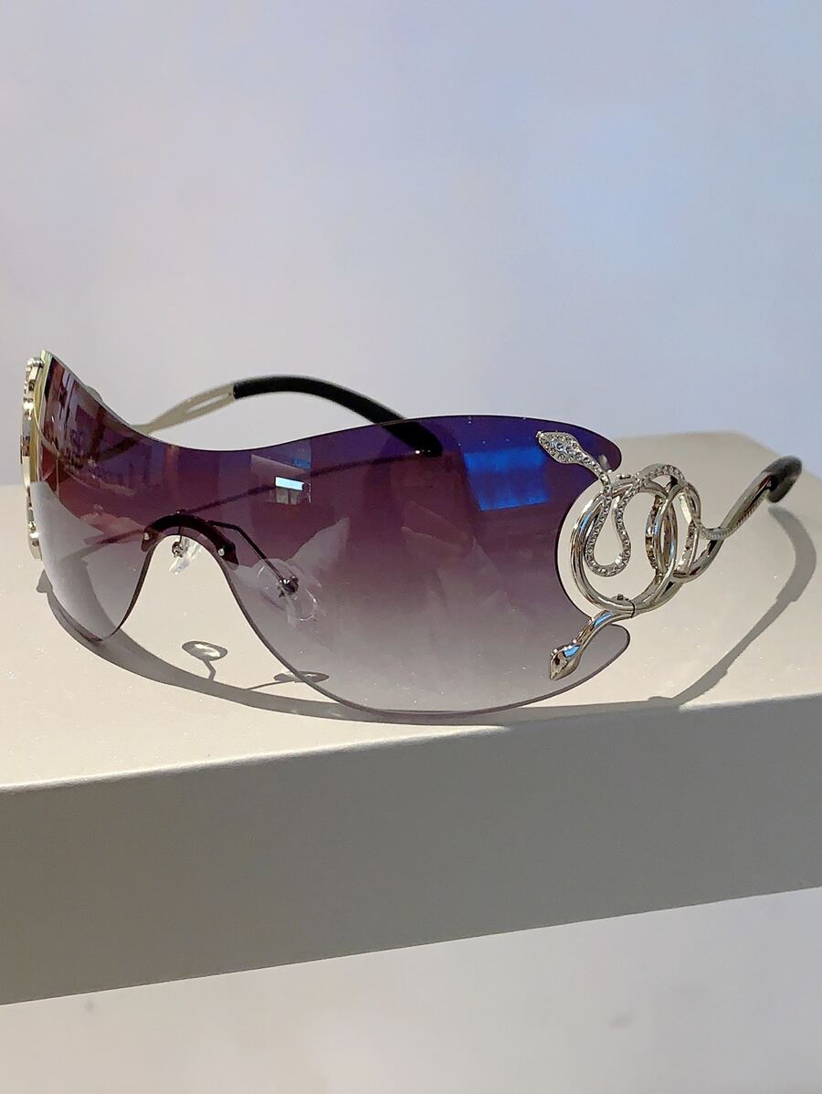 アクセサリー レディース アイアクセサリー 1個 女性のY2Kスタイル一体型レンズファッショングラス シルバースネーク装飾パーティ拍卖