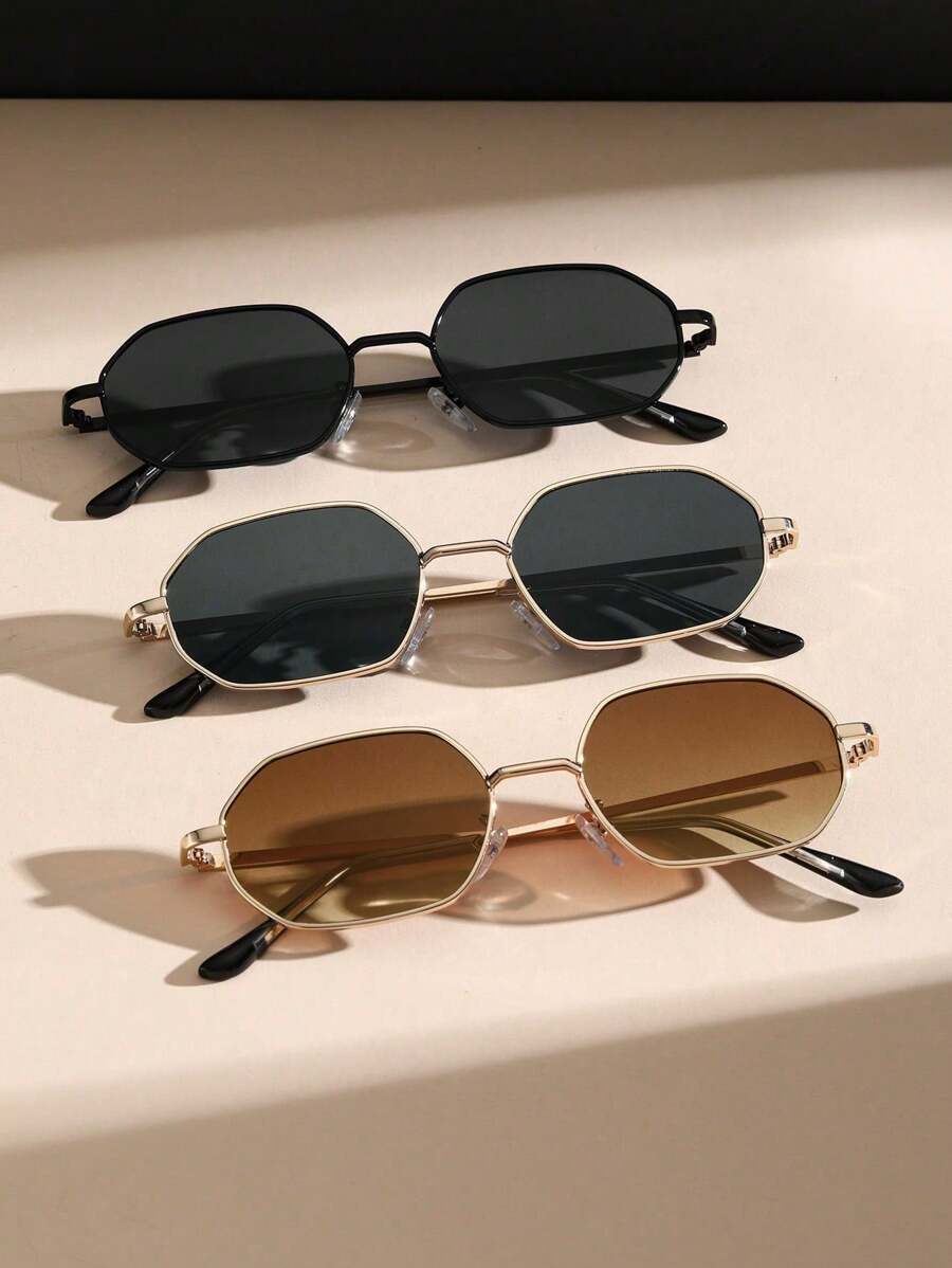 アクセサリー レディース アイアクセサリー ジオメトリックフレーム女性用 派手なファッション デリケートなサングラス 3個セット、拍卖