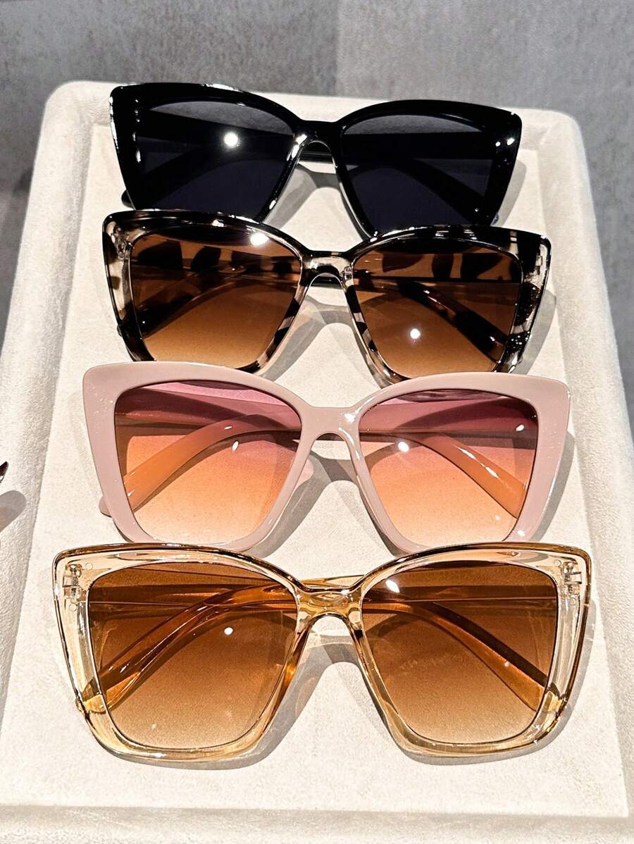 アクセサリー レディース アイアクセサリー セット 4個 レディース ビッグフレーム キャッツアイ プラスチック マルチカラー ヴ拍卖