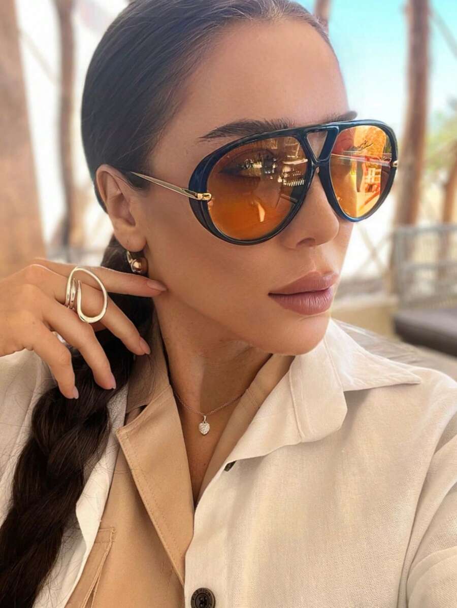 アクセサリー レディース アイアクセサリー 1個 新しいヴィンテージオーバーサイズダブルブリッジスクエアファッショングラス、屋外、拍卖