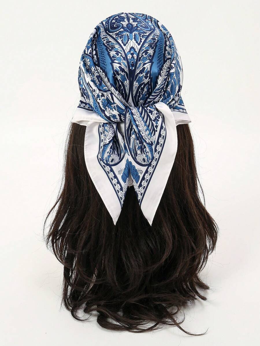 アクセサリー レディース スカーフ 1個 女性用 バンダナ カシューナッツ柄シルクネッカチーフ ヘッドスカーフ、シルク素材、日常使拍卖