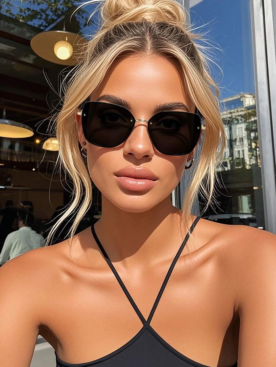 アクセサリー レディース アイアクセサリー メタルフレームキャットアイサングラス 1ペア、角型/丸型の顔に適しています。高級ファッ拍卖