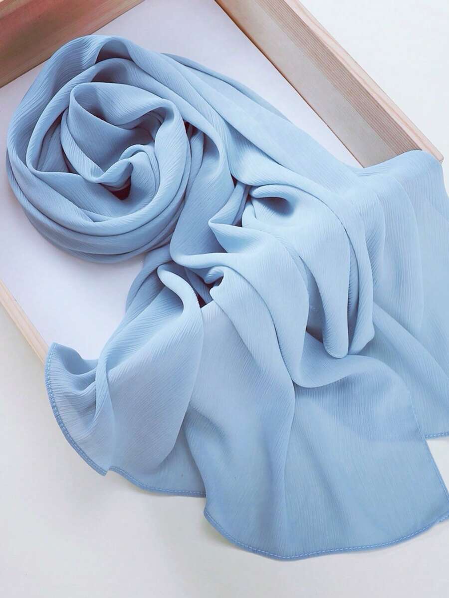 アクセサリー レディース スカーフ 1枚 自然な皺加工 無地サテンヒジャブスカーフ拍卖