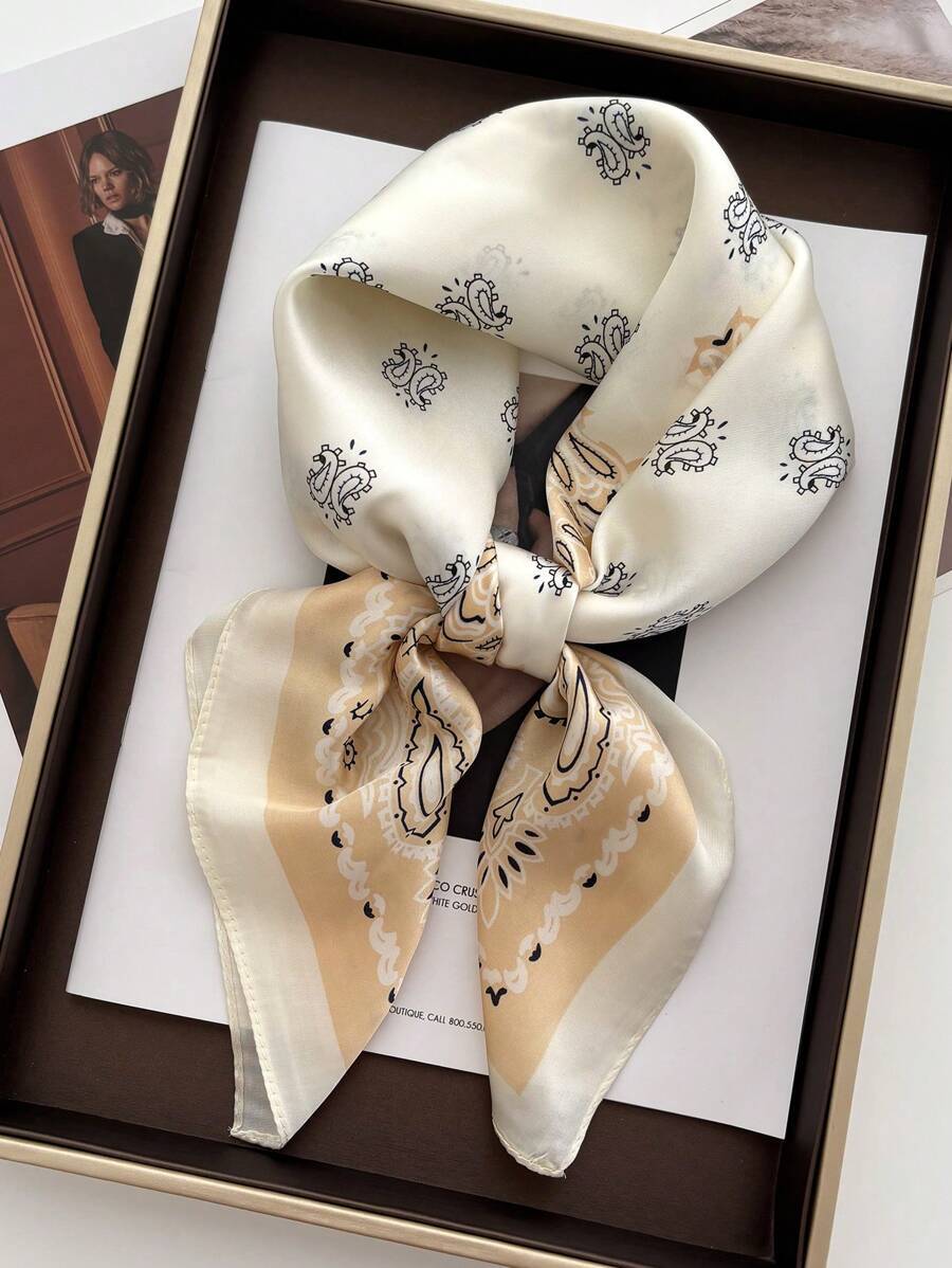 アクセサリー レディース スカーフ 1枚 70*70cm スクエアスカーフ 女性用 バンダナ サテン スカーフ プリント バッグス拍卖