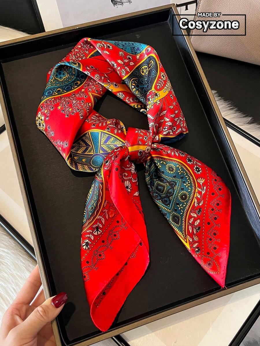 アクセサリー レディース スカーフ 1個 女性用フォーシルクペイズリー柄ボヘミアン調バンダナ、春夏ヘアバンド、ファッション万能ネッ拍卖