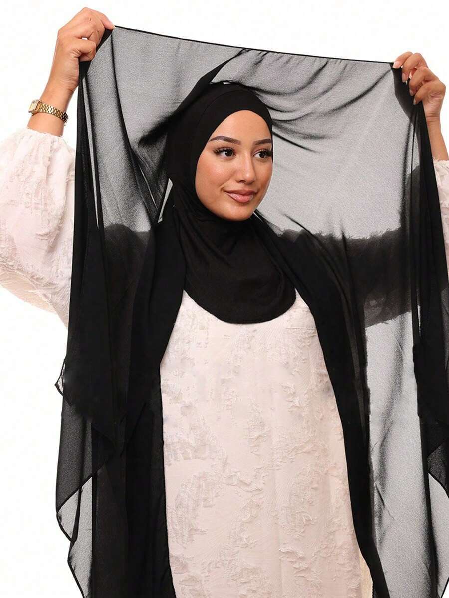 アクセサリー レディース スカーフ 1個 レディース クラシックカジュアルプルオーバー インスタント シフォンスカーフ、無地快適通拍卖