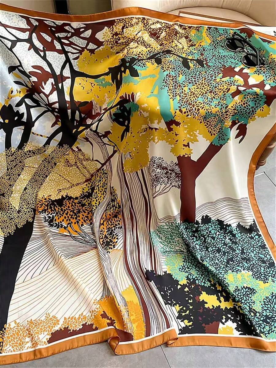 アクセサリー レディース スカーフ 1枚 女性用バンダナシルクサテン滑らかな質感ペイズリー柄プリントラージスクエアスカーフ、派手な拍卖