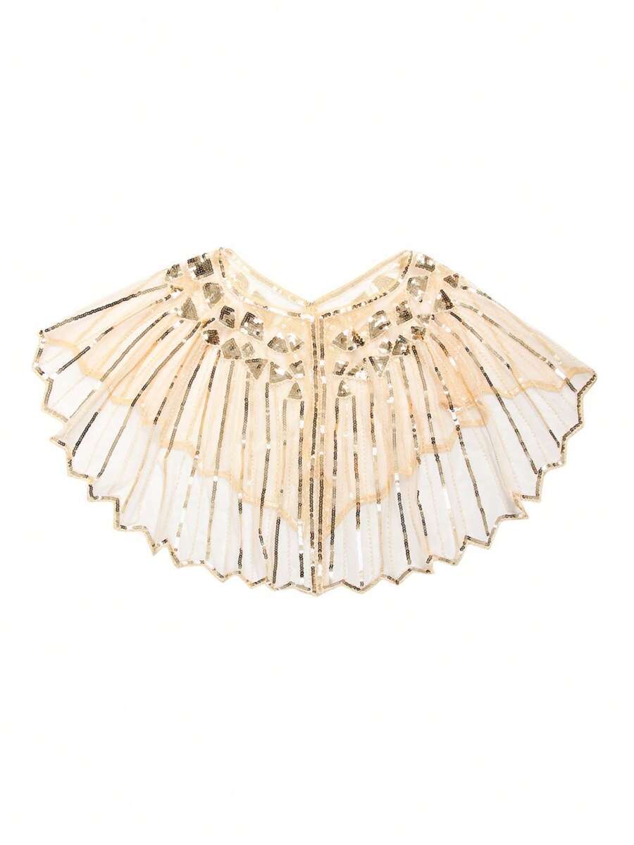 アクセサリー レディース スカーフ 1920年代スタイルビーズセクインデコ イブニングショール、ウェディングブライダルショール拍卖