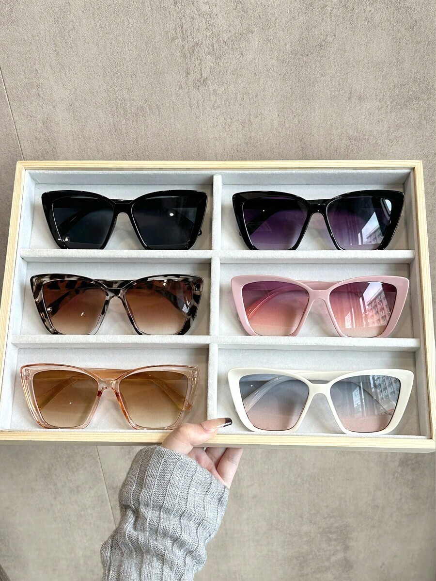 アクセサリー レディース アイアクセサリー セット 6個セット レディース キャットアイ型 プラスチックフルフレーム マルチカラー拍卖