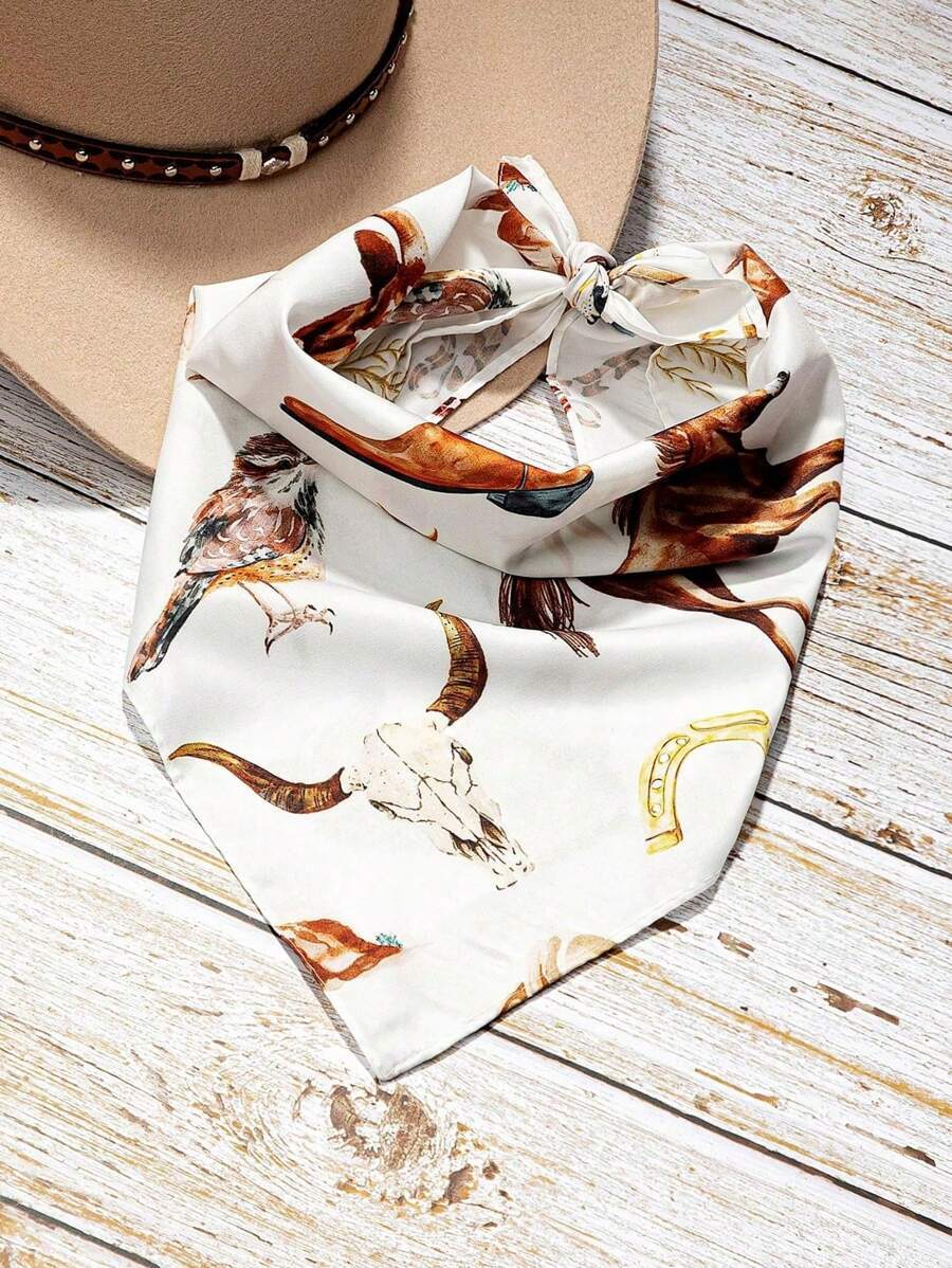 アクセサリー レディース スカーフ 1個 レディースファッションバンダナ ブル ヘッド、 エクエストリアン & ウエスタンパターン拍卖