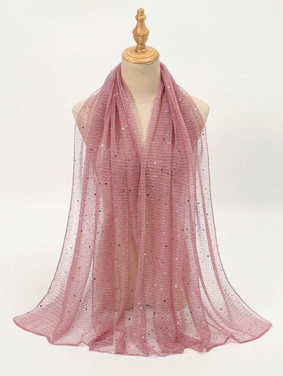 アクセサリー レディース スカーフ 1枚 軽量 キラキラシーケンスアクセントスカーフ、ファッショナブルで通気性のある、女性用拍卖