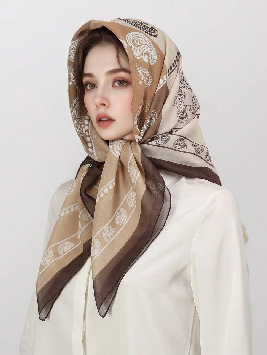 アクセサリー レディース スカーフ 1個 レディース バンダナ ボヘミアン ペイズリー柄 大判スカーフ、90cm マルチファンクシ拍卖