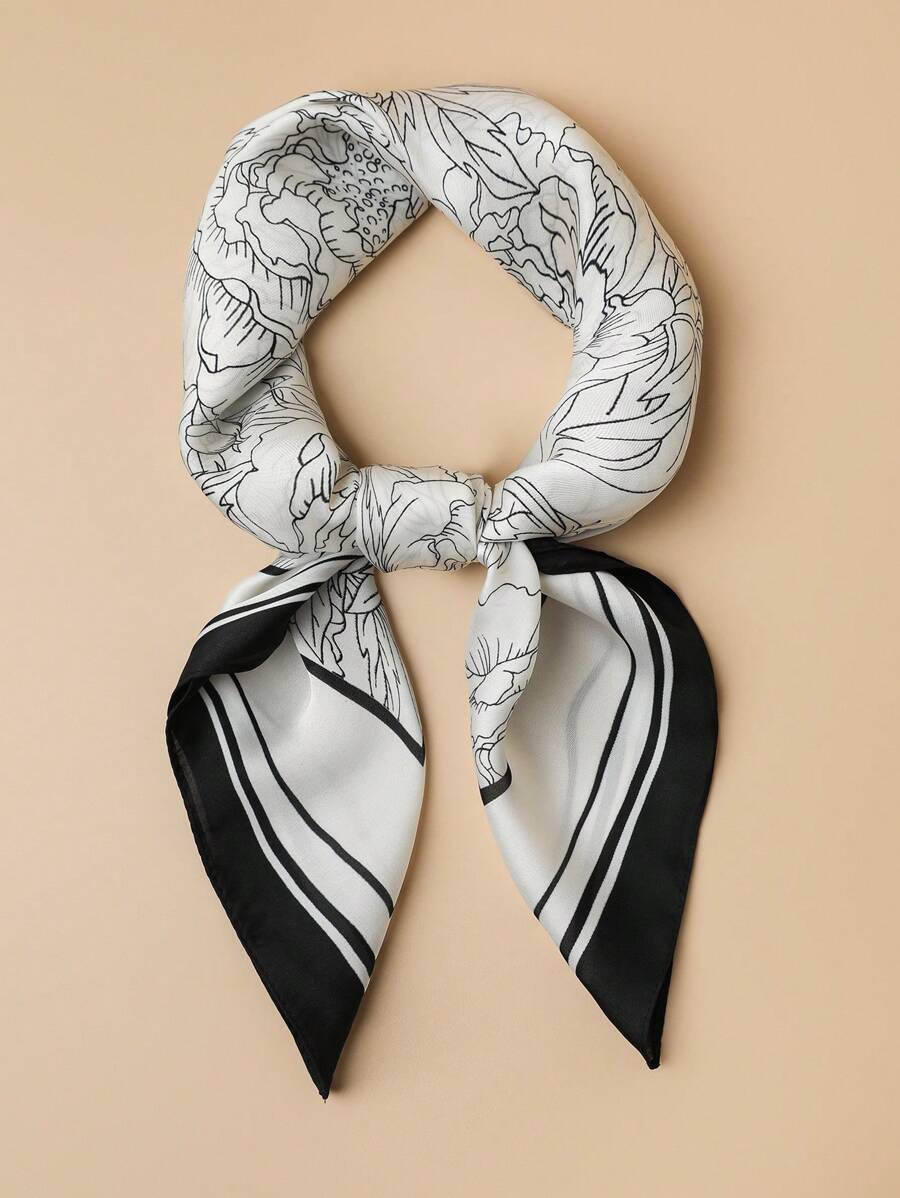 アクセサリー レディース スカーフ 1枚の27.6インチの正方形のフェイクシルク プリントのスカーフ、新しい多用途なバンダナ、ヘア拍卖