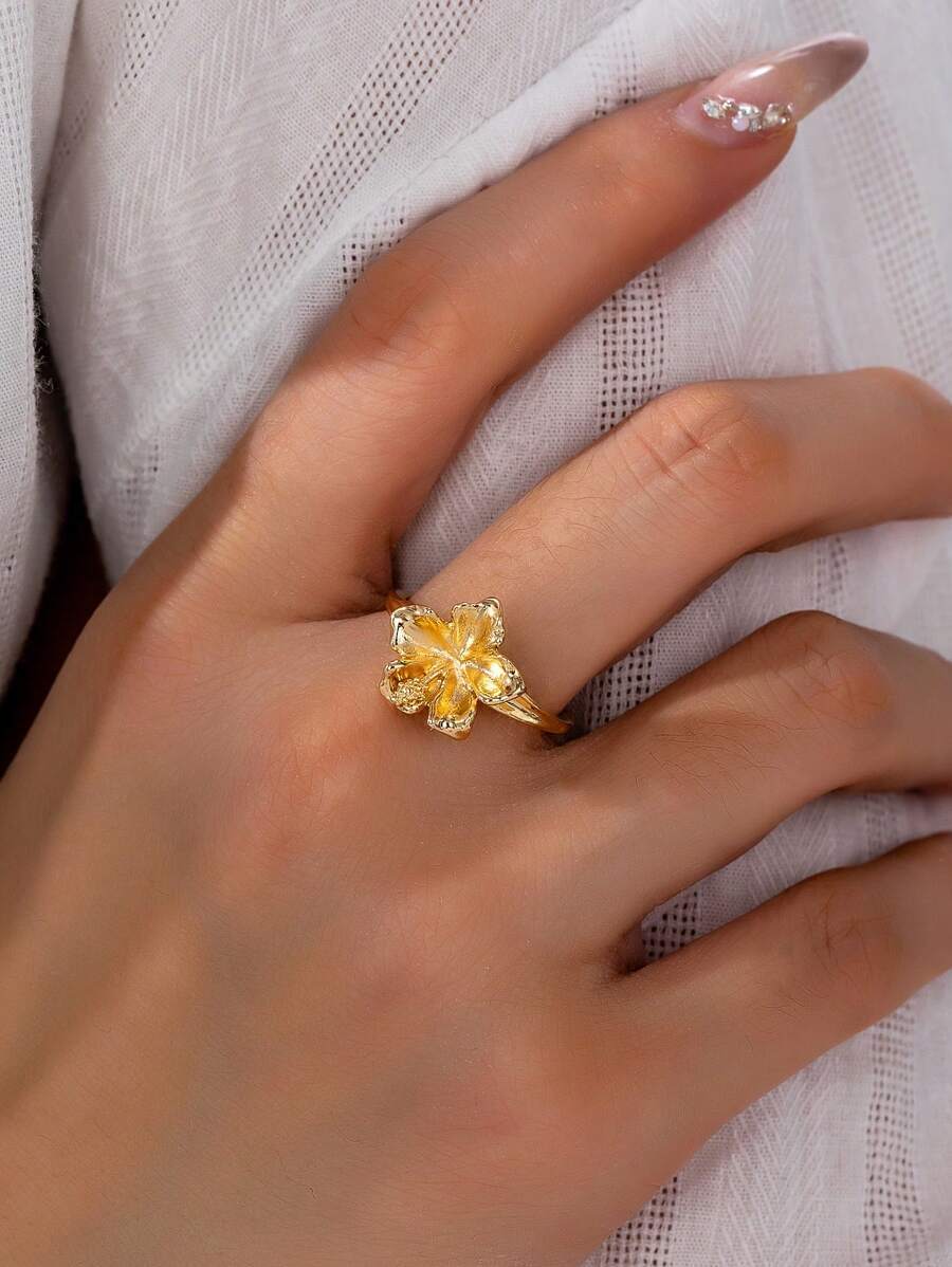 リング レディース リング 1個 エレガントな花柄リング、シンプルなファッション 多用途 デイリーウェア ハイエンドアクセサリー拍卖