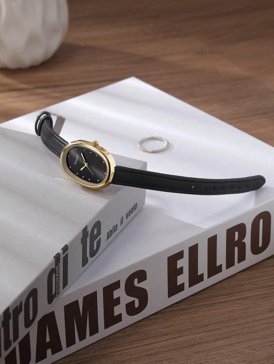 腕時計 レディース クォーツ 1個 女性用レトロ小型ストーン クォーツ腕時計 レザーベルト付き、デイリー使いに適しています拍卖