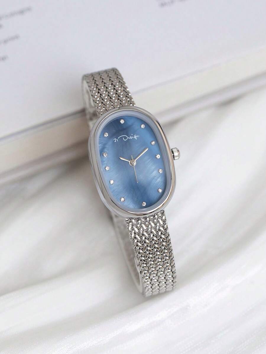 腕時計 レディース クォーツ 21design オーバル シルバー マザーオブパール ウーブンベルト 防水 クォーツ 腕時計拍卖