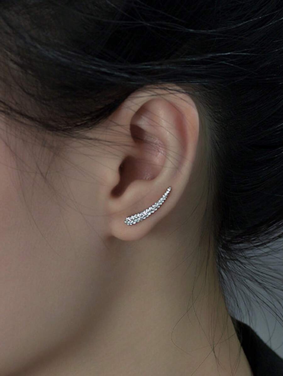 ジュエリー レディース イヤーアクセサリー 1 ペアシルバーファッショナブルでパーソナライズされたシャトル形状 字型のスパークリ拍卖