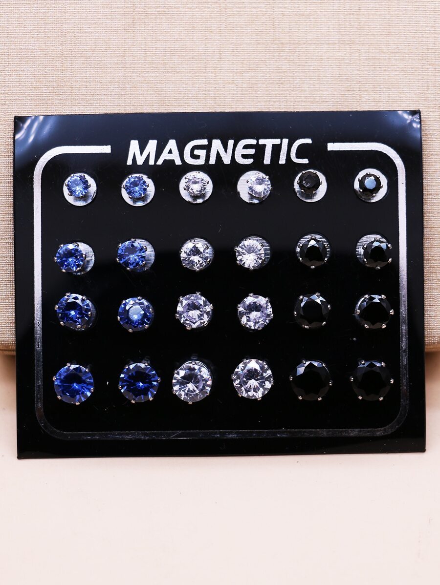 ジュエリー メンズ イヤーアクセサリー ファッショナブルで人気のある 24 個のメンズ ラインストーン装飾スタッド ピアス パンク拍卖