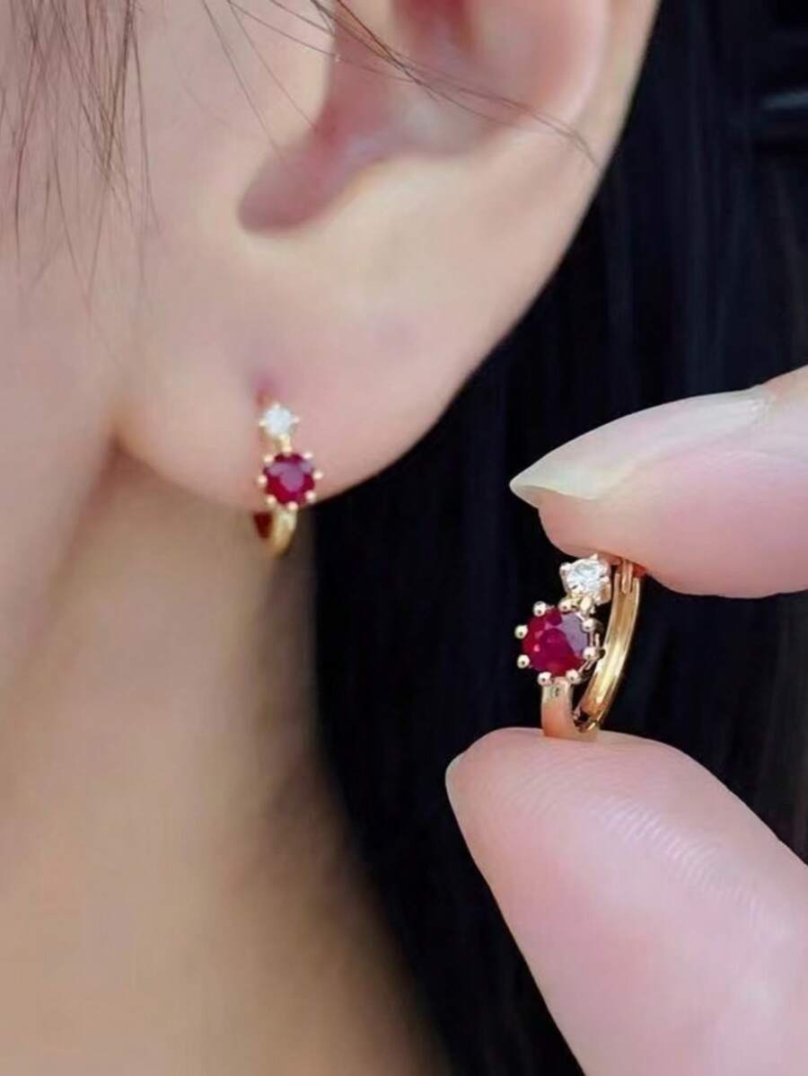 ジュエリー レディース イヤーアクセサリー 2個入り クラシック キュービックジルコニア 繊細な小さなフープピアス、女性の結婚式や拍卖