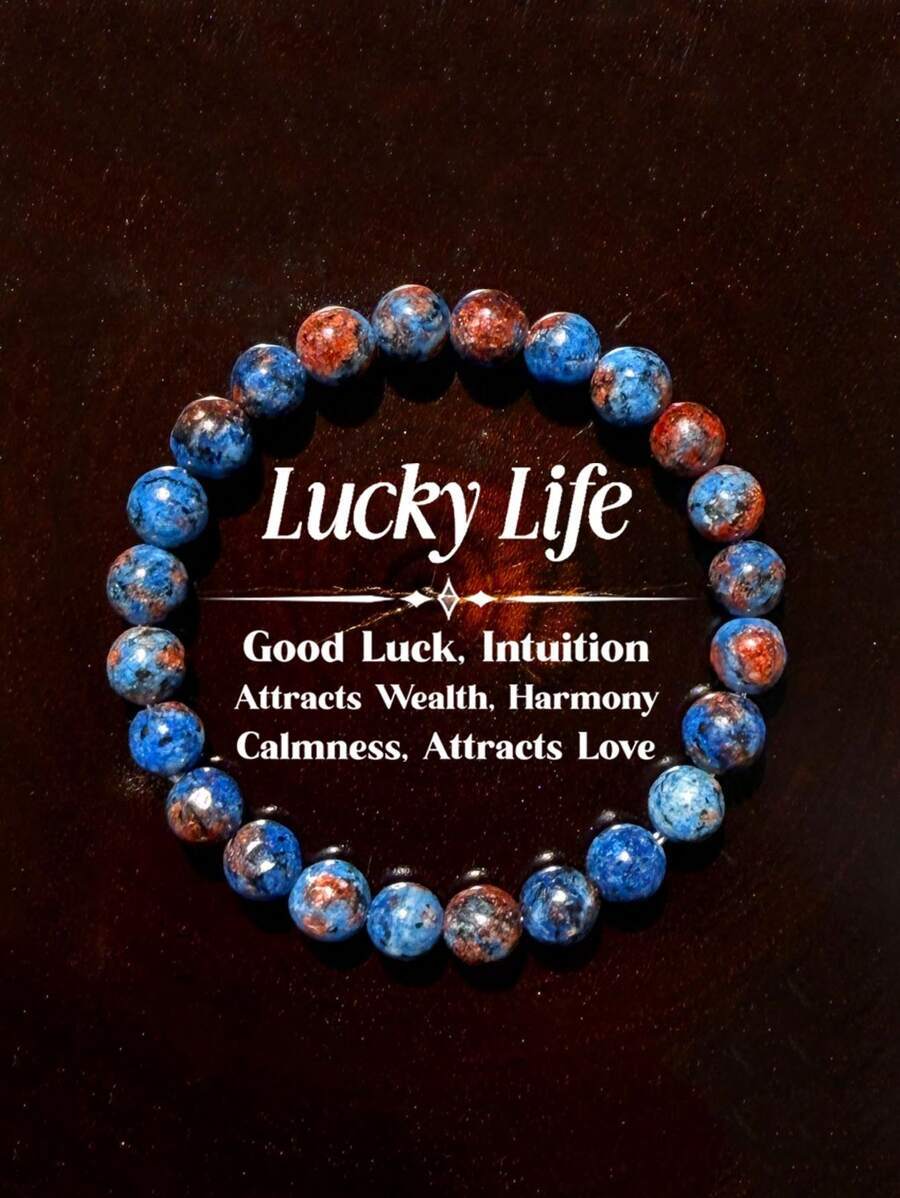 ジュエリー メンズ ブレスレット 1個ボヘミアン ラピスラズリビーズブレスレット (男性用)、デイリーウェア、幸運、調和、繁栄、ジ拍卖