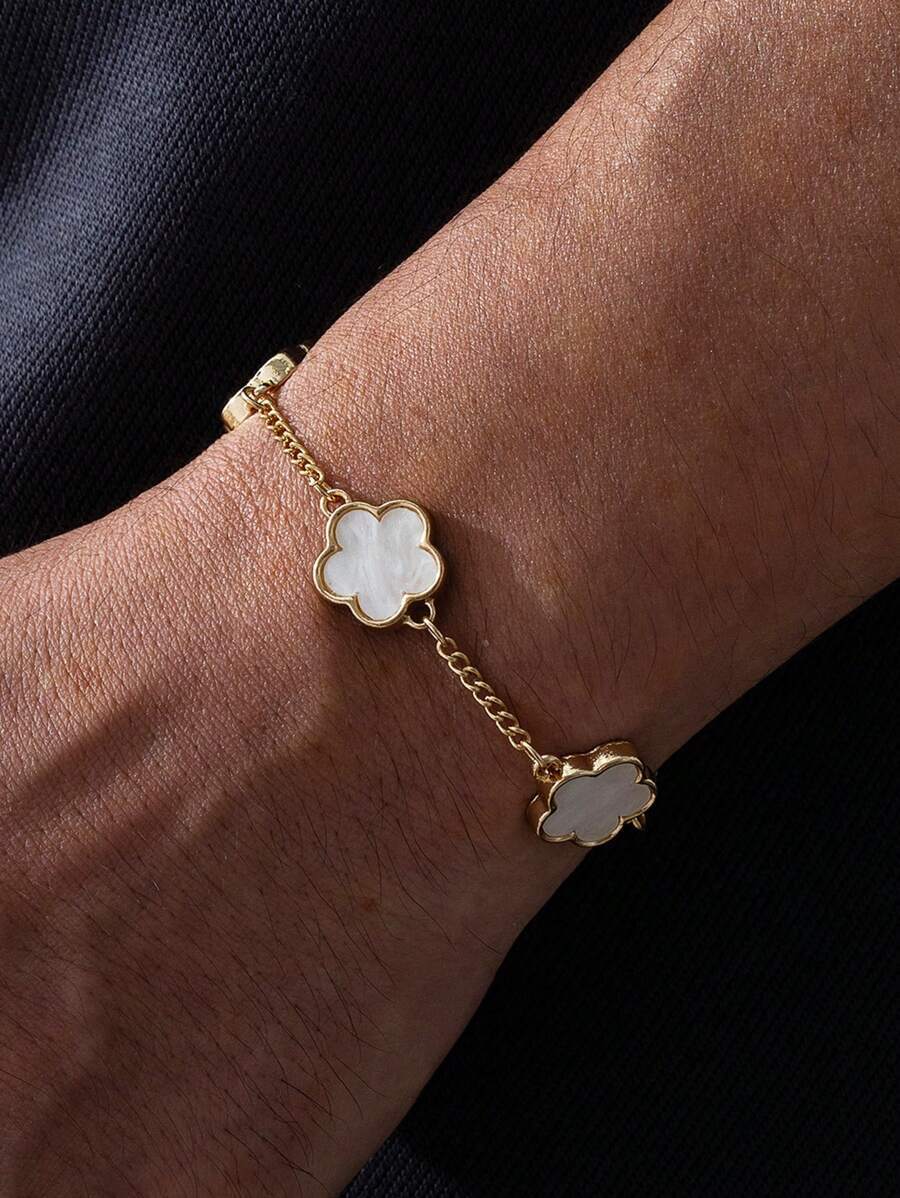 ジュエリー メンズ ブレスレット 1個 メンズファッションクラシックラッキークローバーチャームブレスレット拍卖