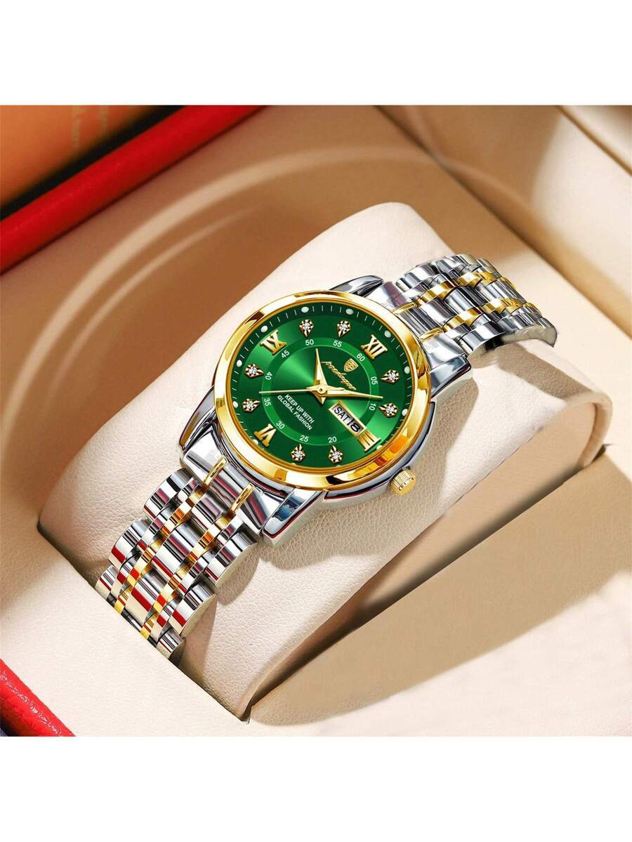 腕時計 レディース クォーツ 1個 ビジネスウーマン用腕時計ギフト 本物のブランド (オリジナル) ファッション グリーンダイヤ拍卖