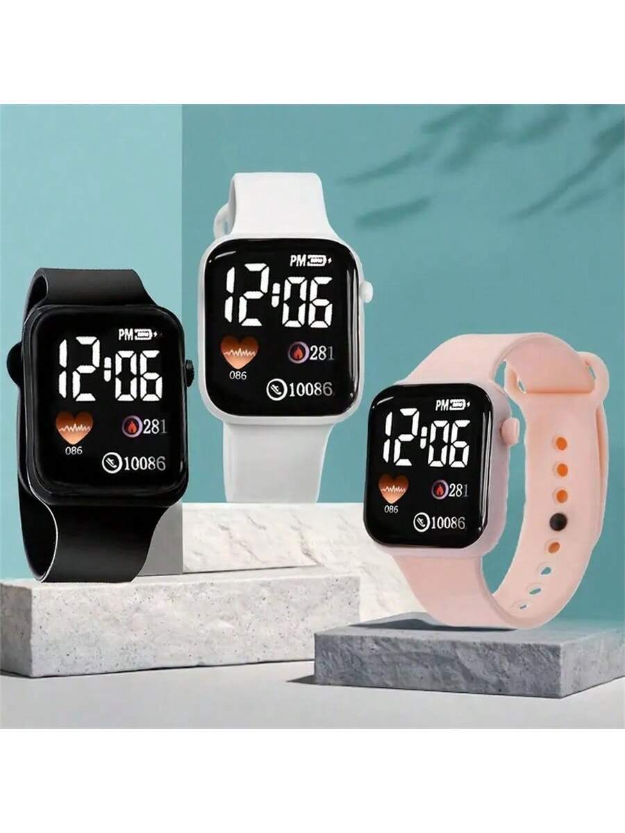 腕時計 メンズ デジタル 3個セット メンズ 角型ダイヤル ウォッチ ギフト拍卖