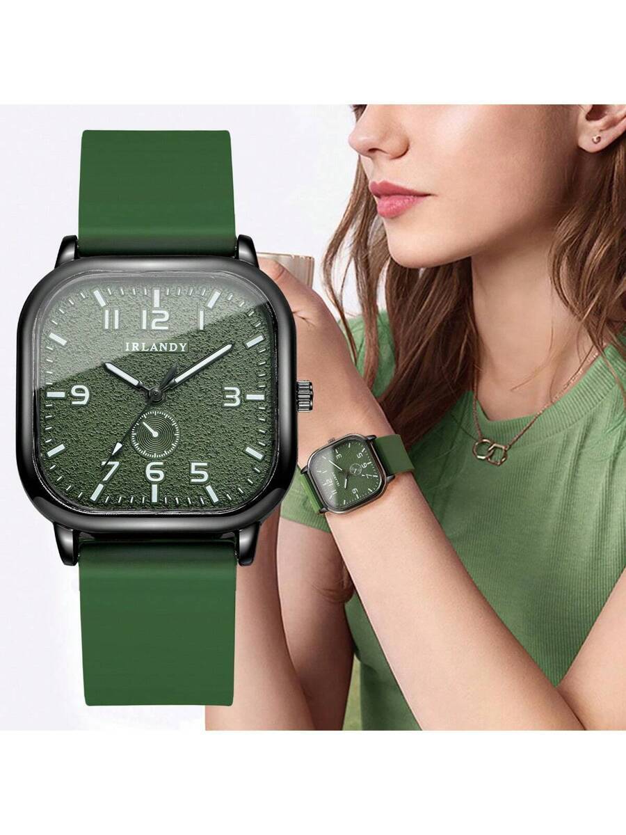 腕時計 レディース クォーツ 1個 女性用クォーツ腕時計 シリコンバンド付き、ファッショナブルなカジュアル マット数字ダイヤル、時拍卖