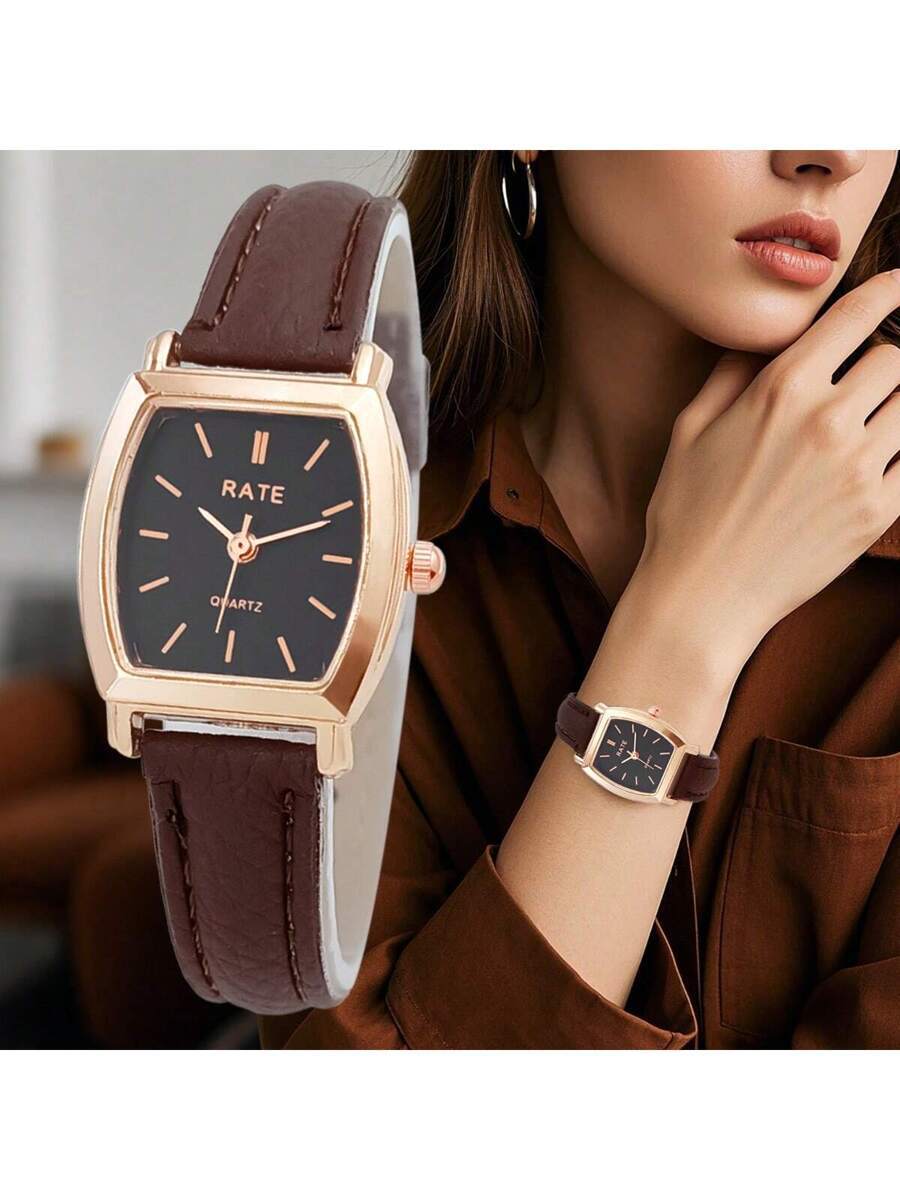 腕時計 レディース クォーツ 1個 女性用 カジュアル エレガントミニマリストコンパクトPUレザー クォーツ 腕時計拍卖