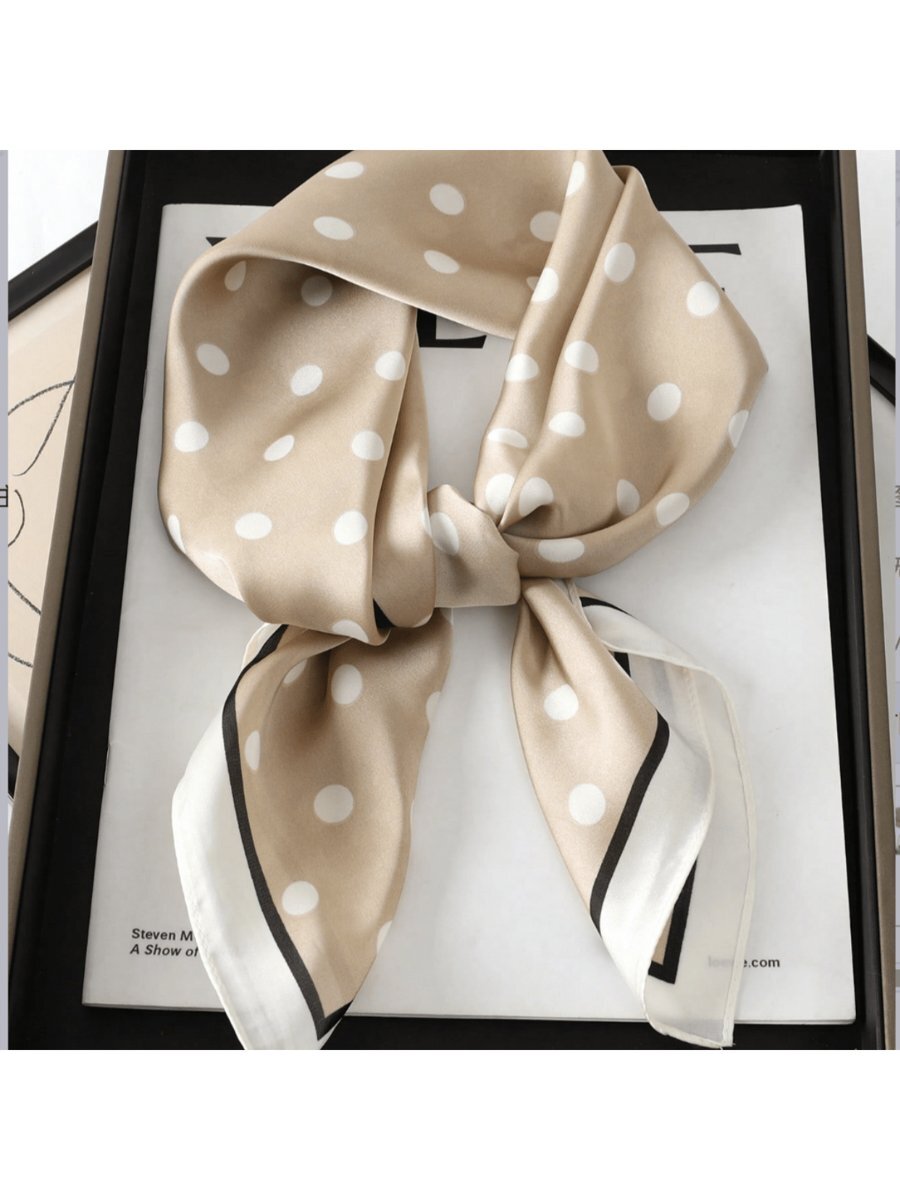 アクセサリー レディース スカーフ 1個 女性用高級ファッションポルカドットプリントフェイクシルクスカーフ拍卖
