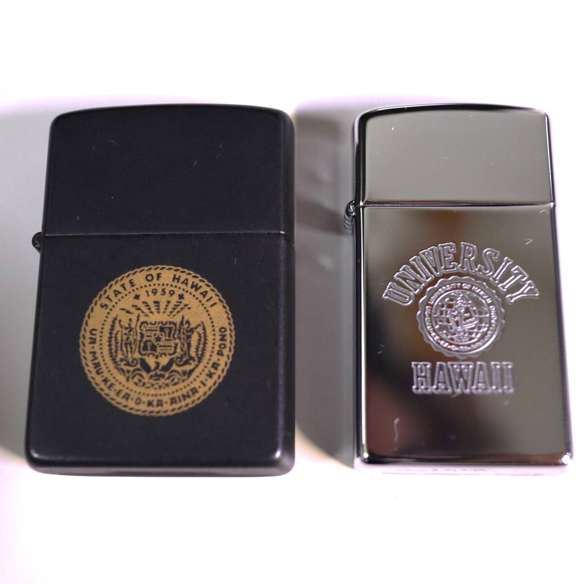 Zippo ジッポー オイルライター STATE OF HAWAII UNIVERSITY ハワイ 1987年購入 レトロ 古物 ケース無 中古 2個まとめて 匿名配送 送料無料拍卖