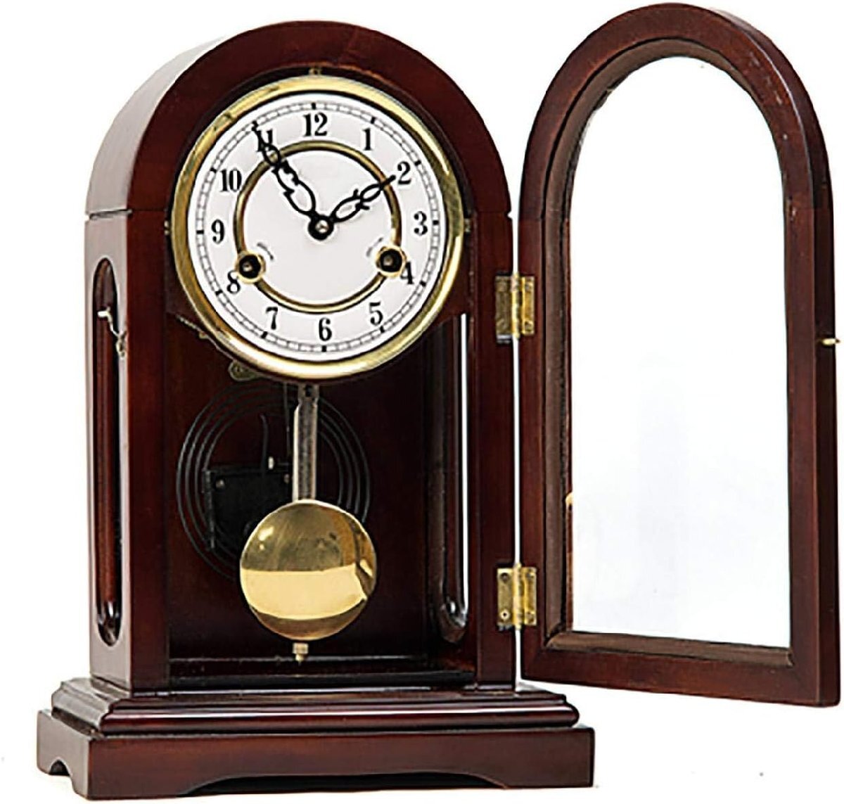 リビングルームのマントルピース用時計、木製振り子マントルピース、リビングルーム、オフィス、家の装飾用の機械式置き時計拍卖