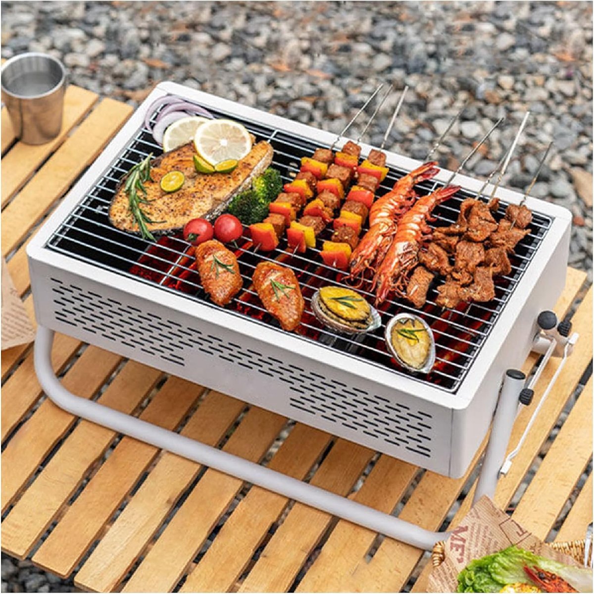 コンロ 小型 焚き火台 3人用 キャンプ 焼き台 アウトドア 携帯用 コンパクト 卓上 ロースタイル ソロキャンプ 軽量 炭火焼き ステンレス製拍卖