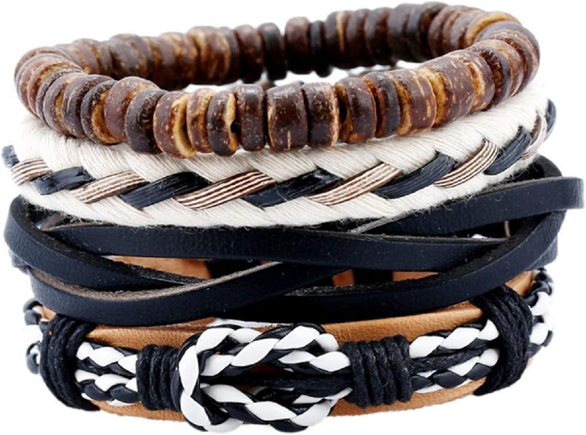 多層ヴィンテージ編み込みレザーブレスレット ブレスレットコード レザーブレスレット 多層セットブレスレット 編み込みブレスレット拍卖