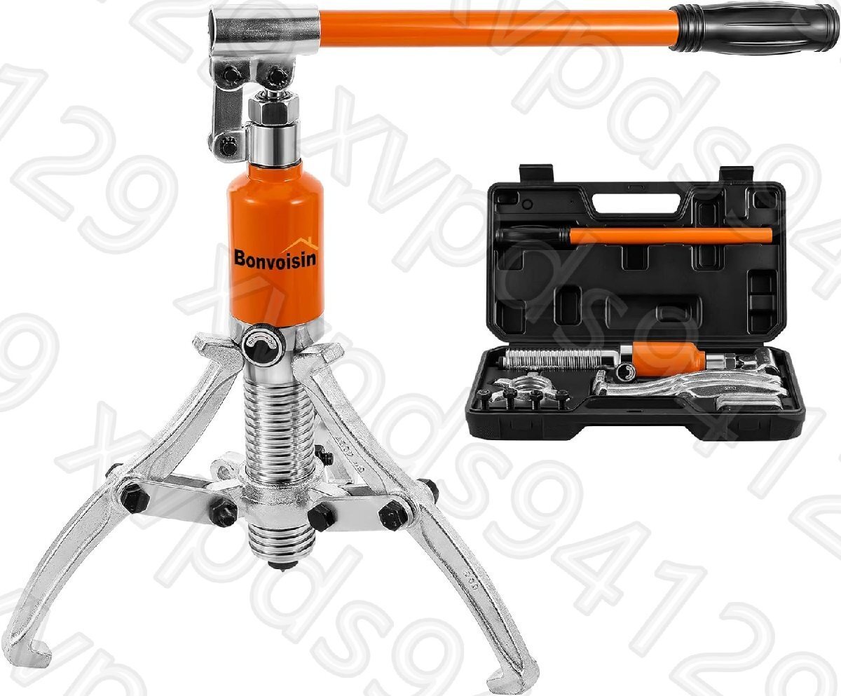 油圧ギアプーラー ベアリングプーラー 3本爪 油漏れ防止 プリ抜き ギア 外し 脱着 引き抜く工具 ベアリング交換 修理 専用ケース付き (5T)拍卖