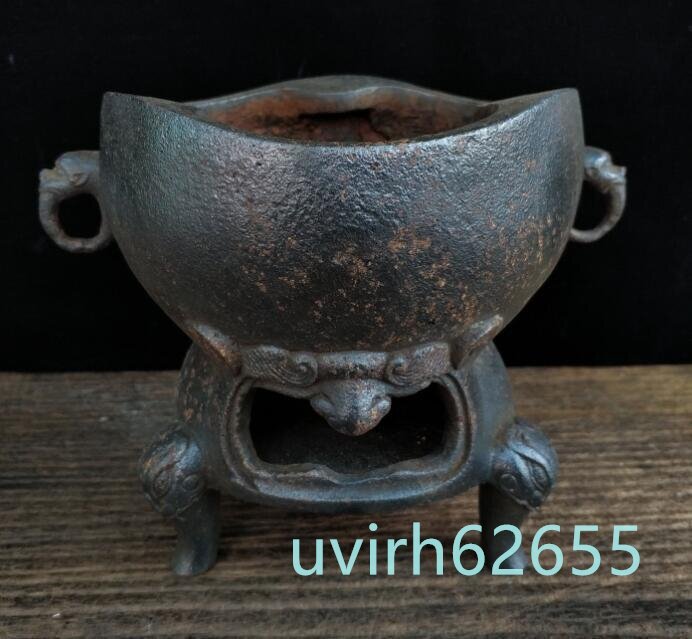 工芸品★旧鉄器/獣面ストーブ/炭火盆/鉄香炉/レトロ/実用コレクション/香薫炉★鉄製★鉄器★装飾品拍卖