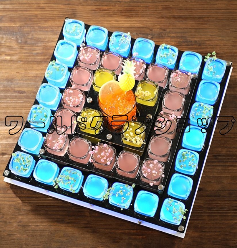 LED発光ショットグラススタンドセット 44穴 バー 居酒屋 クラブ用 カクテルラック レインボーゲーム セットアップ付き 60mlアクリルカップ拍卖